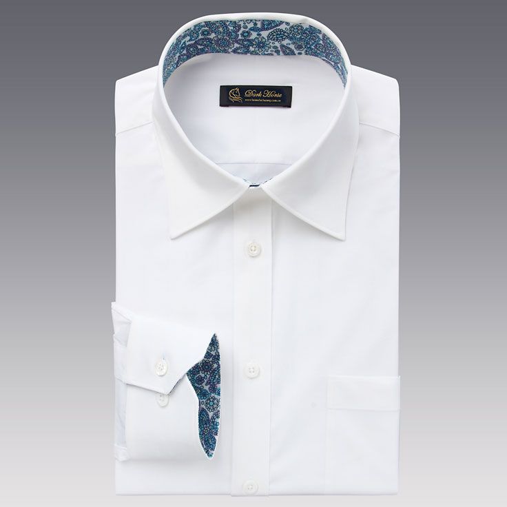 男士白色長袖襯衫A-03效果圖